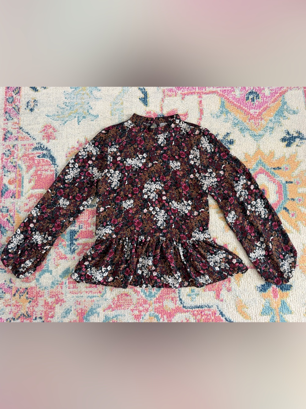 Loft Floral Long Sleeve Blouse Top Small